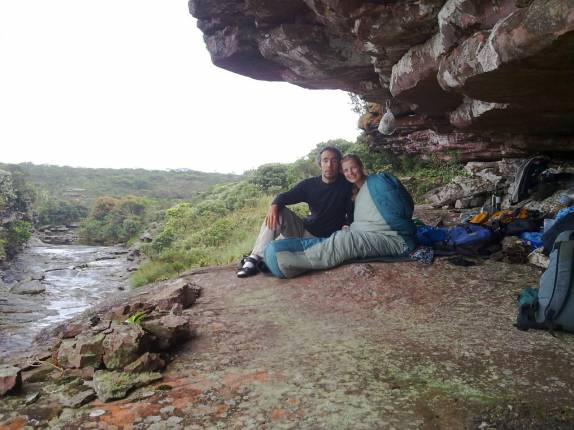 No nosso local de acampamento, ao lado da queda da Fumaça, próxima à vila do Capão, na Chapada Diamantina - BA